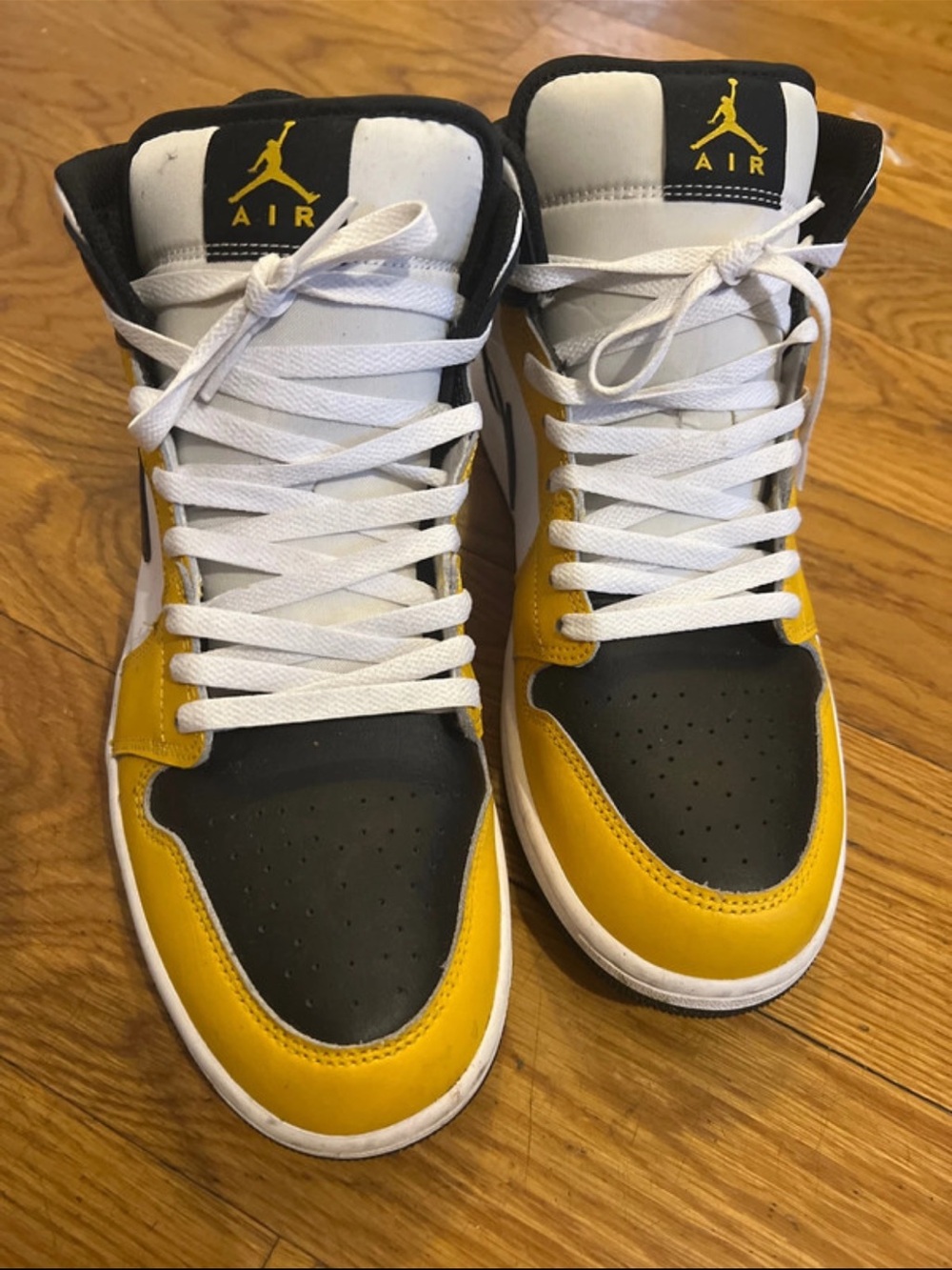 Jordan High-Top Sneakers in Black, White & Yellow